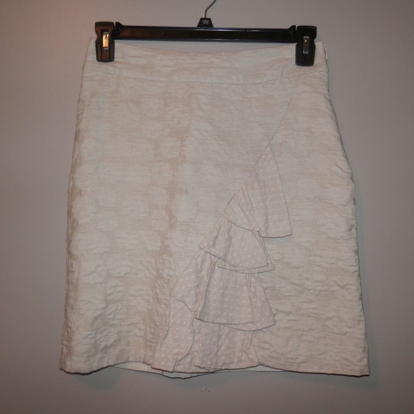 odille Dresses & Skirts - ODILLE Skirt 4 Beige Floral Ruffle Dotted Swiss